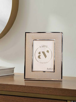 Aarvi Decor - Grey Faux Leather Opulent Aura Tabletop Decorative Photo Frame