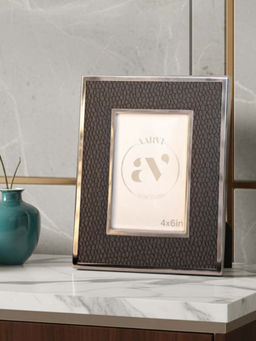 Aarvi Decor - Grey Faux Leather Midnight Luxe Tabletop Photo Frame