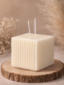 Aarvi Decor - Big White Block Aromatic Duel Wick Candle