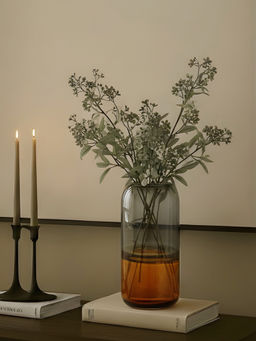 Aarvi Decor - Grey Amber Smoke Transparent Glass Vase