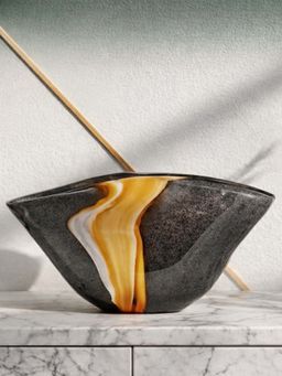 Aarvi Decor - Black Glass Flower Bowl Vase