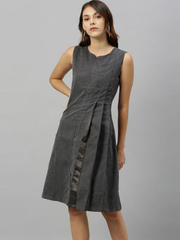RAREISM - Green Pleated Casual Knee Length Dress