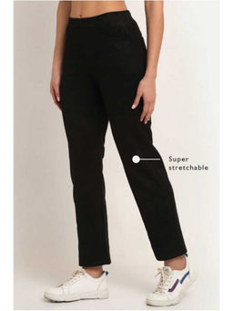 BROADSTAR - Women High Rise Stretchable Black Straight Fit Pant