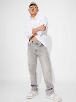 The Souled Store - Denim Granite Grey Straight Fit Mens Jeans