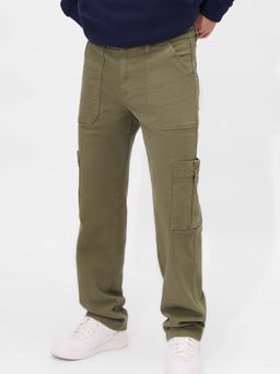 The Souled Store - Denim Olive Green Straight Fit Mens Jeans