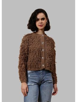 GAIIA - Brown Other Textured Full Sleeves Regular Cardigan