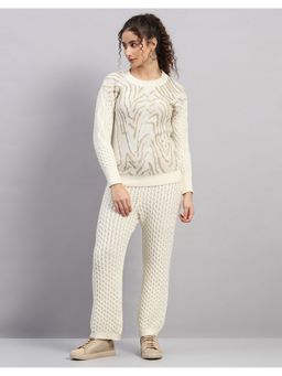 Monte Carlo - Off White Round Neck Full Sleeve Co-Ord Set