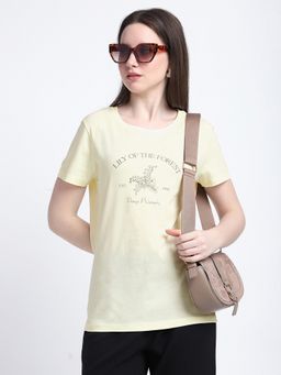 R&B - Yellow Printed Regular T-Shirt