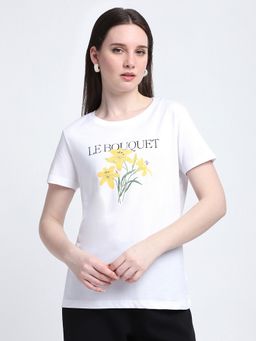 R&B - White Printed Regular T-Shirt