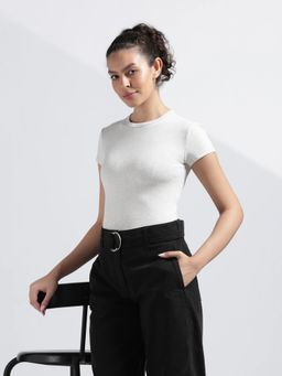 Calvin Klein - White Melange Regular Fit Cotton T-Shirt