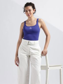 Calvin Klein - Blue Solid Slim Fit Cotton Tank T-Shirt