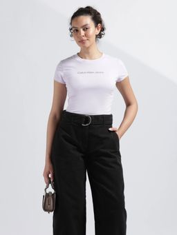 Calvin Klein - White Logo Regular Fit Cotton T-Shirt