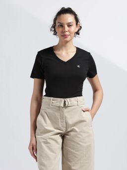 Calvin Klein - Black Solid Regular Fit Cotton T-Shirt