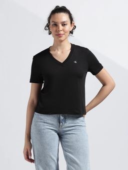 Calvin Klein - Black Solid Regular Fit Cotton T-Shirt