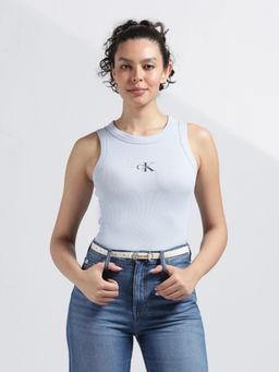 Calvin Klein - Blue Solid Slim Fit Cotton T-Shirt