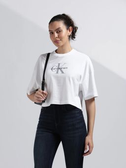 Calvin Klein - White Logo Oversized Fit Cotton T-Shirt