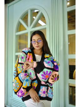 SUGERCANDY - Multicolour Baku Floral Handmade Cardigan with Scarf