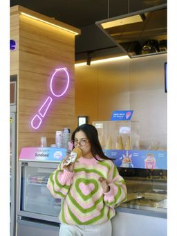 SUGERCANDY - Multicolour Bubble-gum Handmade Jumper Sweater