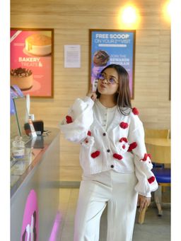 SUGERCANDY - White Santa Claus Handmade Cardigan