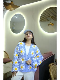 SUGERCANDY - Blue Ice Daisy Handmade Cardigan