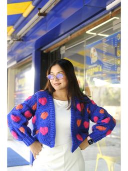 SUGERCANDY - Blue Minnesota Heart Handmade Cardigan
