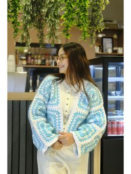 SUGERCANDY - Blue Snow Boarding Handmade Cardigan