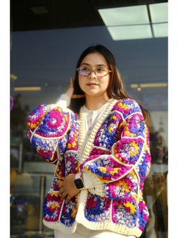 SUGERCANDY - Multicolour Danish Granny Square Handmade Cardigan