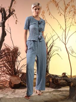 SUGERCANDY - Blue Crushed Rose Co-Ord Set