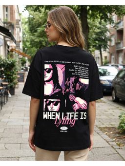 Bewakoof - Black Mona Darling Graphic Printed Oversized T-Shirt