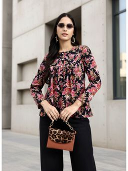 Yufta - Pink Cotton Floral Printed Top