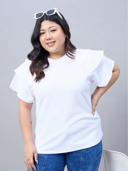 Style Quotient - Plus Textured White Top