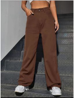 Angelfab - Denim Brown High Waist Relaxed Fit Jeans