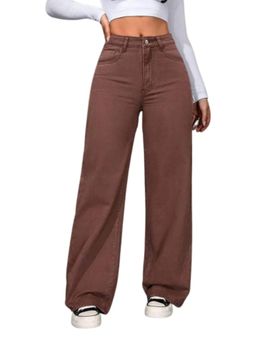 Angelfab - Brown Denim High Waist Relaxed Fit Jeans