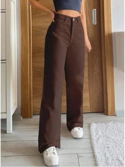 Angelfab - Denim Brown High Waist Relaxed Fit Jeans