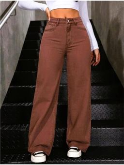 Angelfab - Denim High Waist Relaxed Fit Brown Jeans