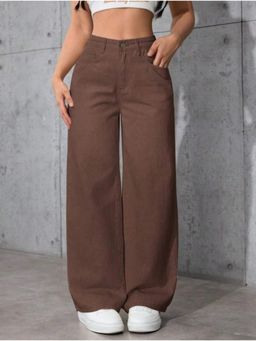 Angelfab - Denim High Waist Brown Relaxed Fit Jeans