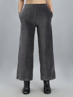 Go Colors - Grey polycotton Relaxed Fit High Waist Pant