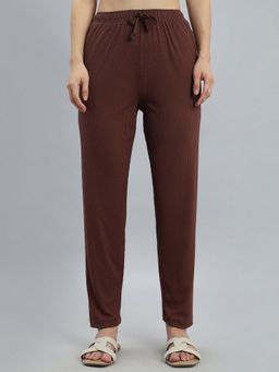 Go Colors - Brown rayon Blend Relaxed Fit Mid Waist Pant