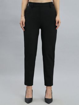 Go Colors - Black Tapered Fit Mid Waist Pant