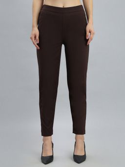 Go Colors - Brown cotton/Elastane Tapered Fit Mid Waist Pant