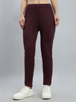 Go Colors - Wine poly/Spandex Slim Fit Mid Waist Pant
