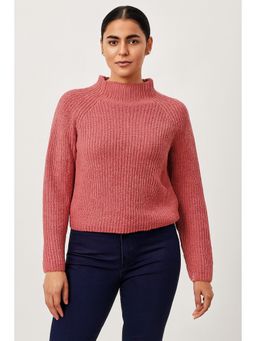 NOBARR - Pink Polyester Textured Full Sleeves Regular Sweater