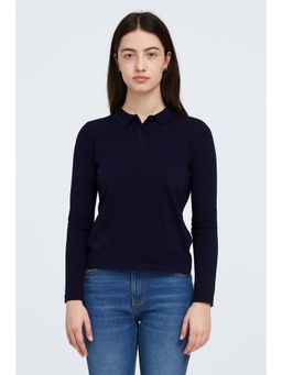 NOBARR - Blue Viscose Plain Full Sleeves Regular Sweater