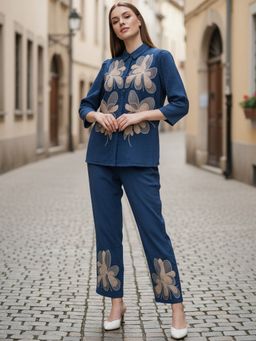 ZUMMER - Cotton Embroidered Shirt with Pant