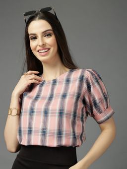 Style Quotient - Checked Pink Top