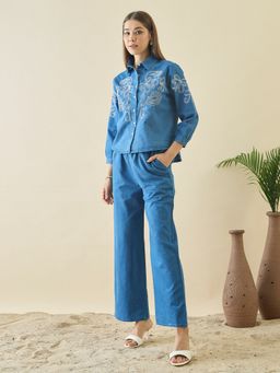 ZUMMER - Cotton Embroidered Shirt with Pant