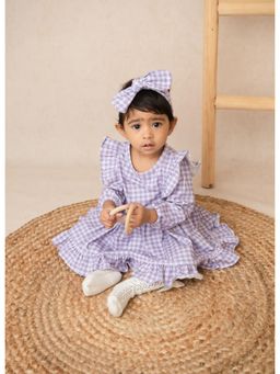 Cot and Candy - Purple Organic Cotton Orchid Gingham Headband (0-6 Months)