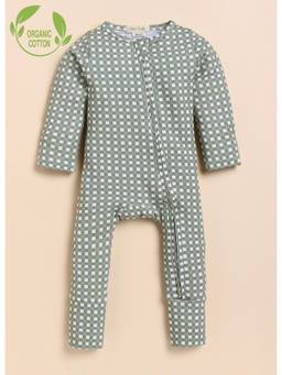 Cot and Candy - Green Organic Cotton Mineral Gingham Bodysuit