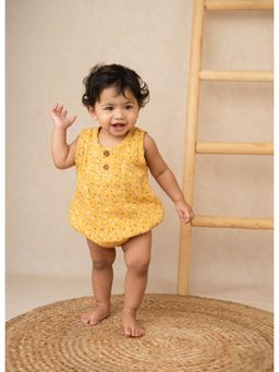 Cot and Candy - Yellow Muslin Vintage Floral Muslin Bubble Romper