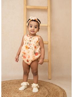 Cot and Candy - Peach Muslin Floras Muslin Bubble Romper